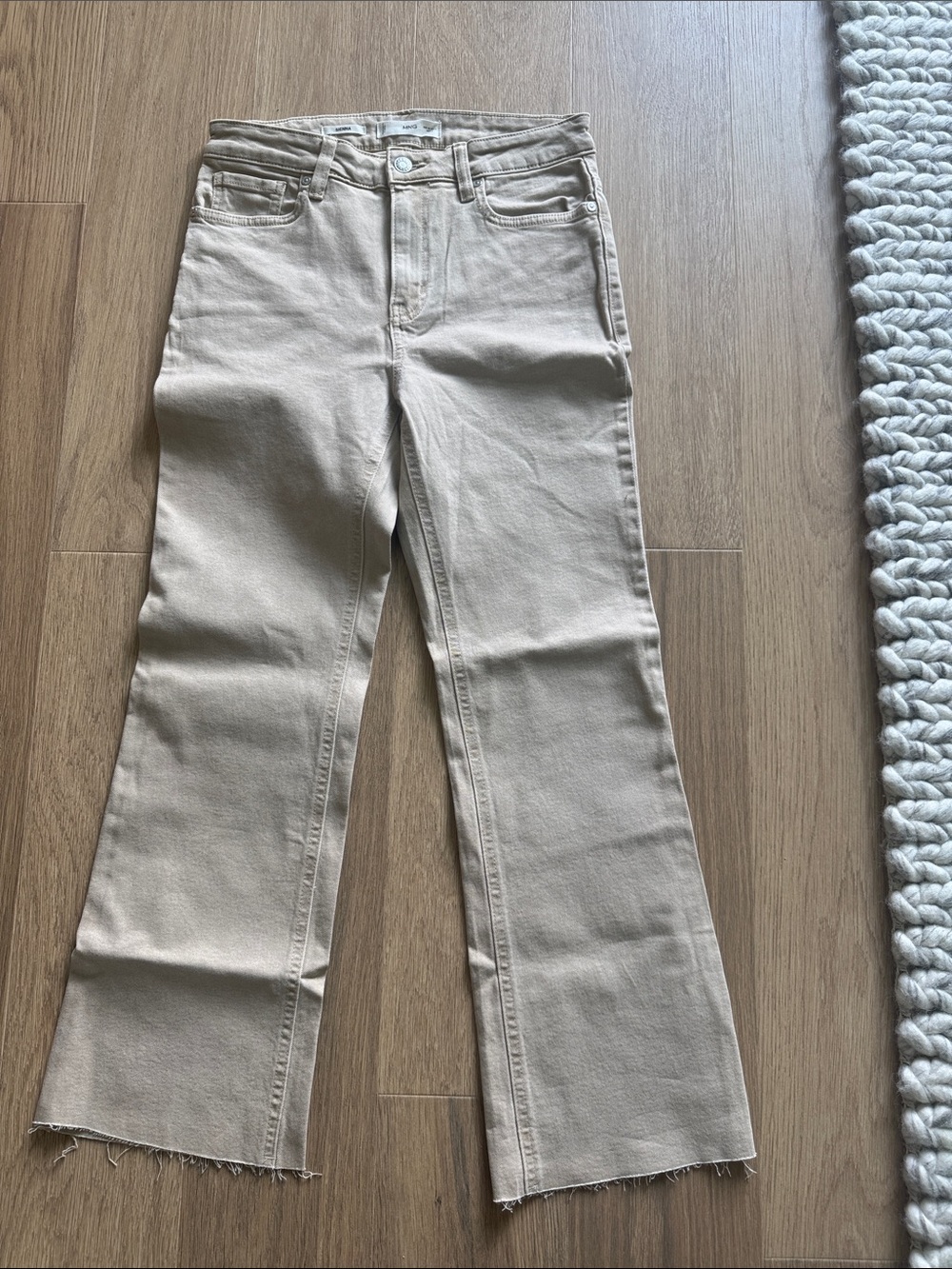 New without tag. Mango Beige Flare Jeans with Raw Hem
